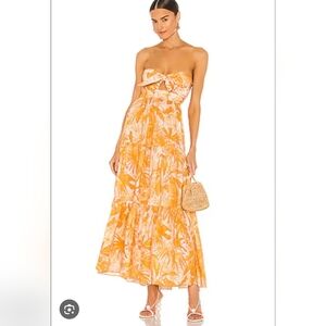 Zimmerman Mae Tie Tiered All Over Floral Print Maxi Dress, Size 2 100% Linen